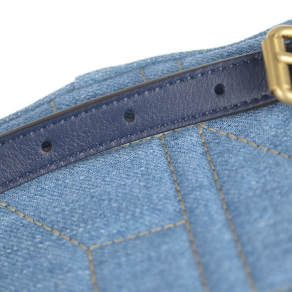 GUCCI GG Marmont Backpack Daypack 476671 Denim Leather Blue Quilted Fake Pearl - Picture 8 of 9